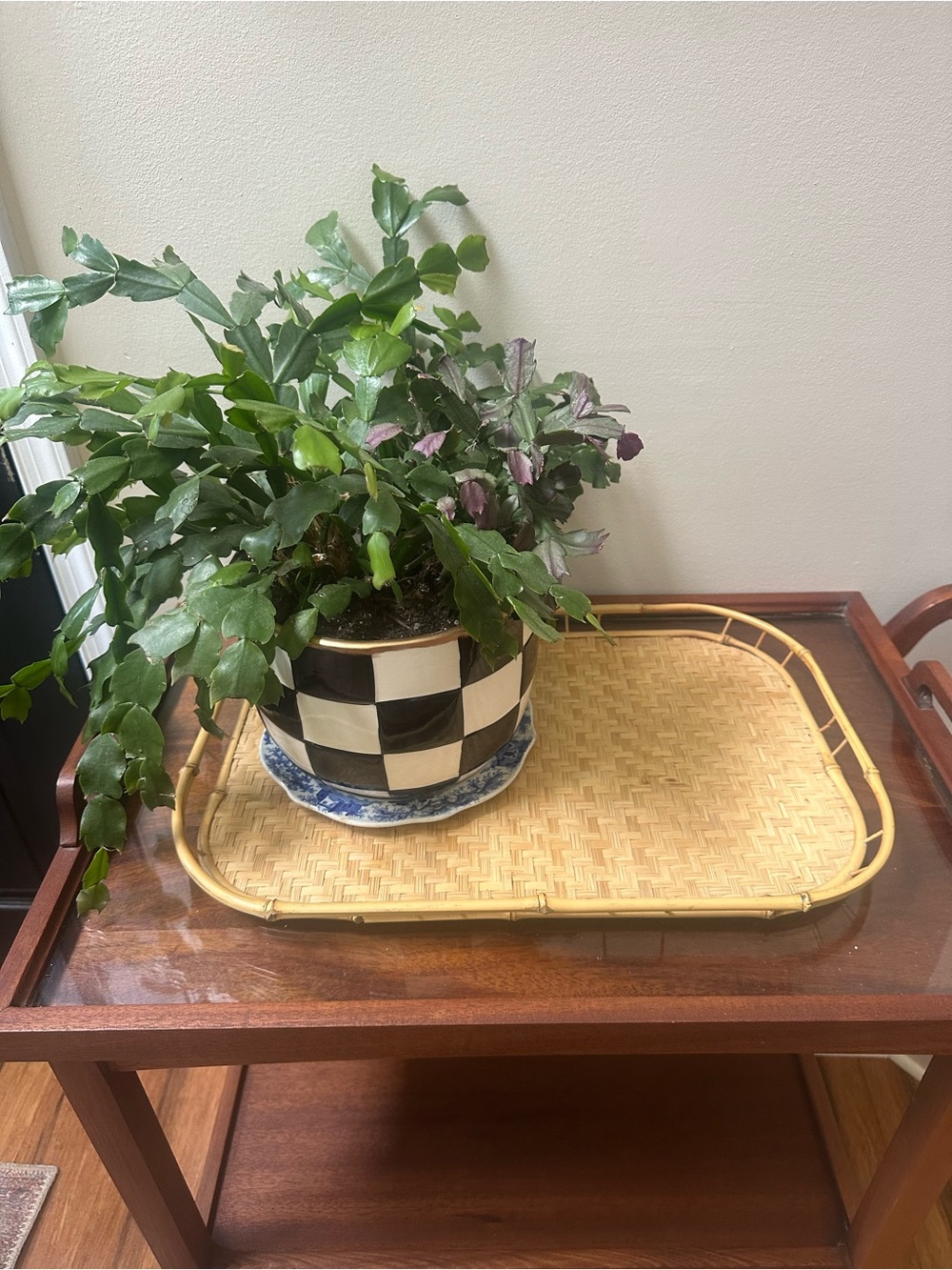 Vintage Woven Rattan Serving Tray Set - Natural Tan set of 4